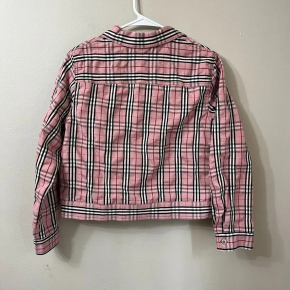Vtg 90s Women Pink Black Jacket Button Up Medium Plaid Clueless Long Sleeve - Picture 7 of 8